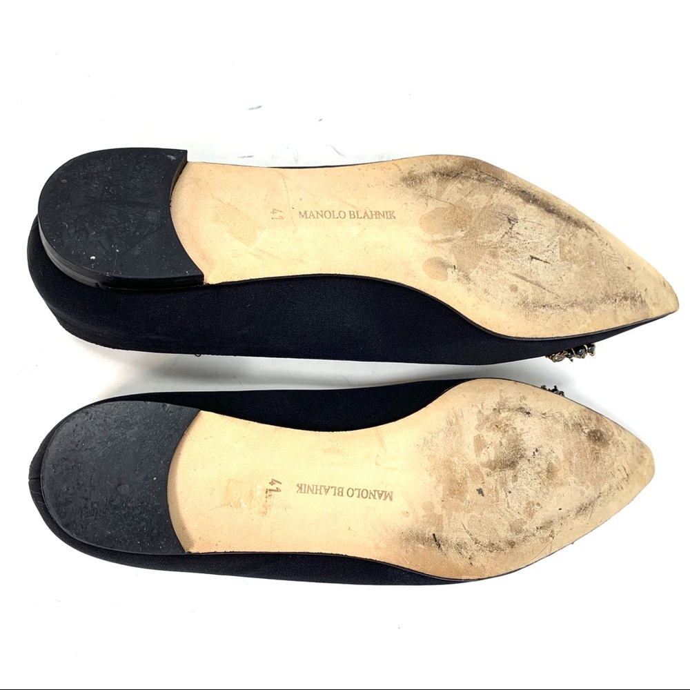 Manolo Blahnik Jeweled Pointed Flat black s41 B434 - Picture 8 of 8